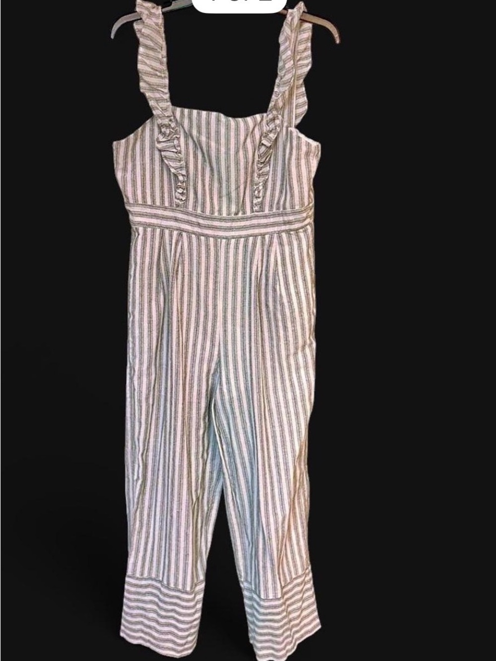 Striped Ruffle-Strap Jumpsuit
